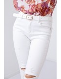 Pantaloni albi din denim cu gauri 20406 - Magazin online - Boutique